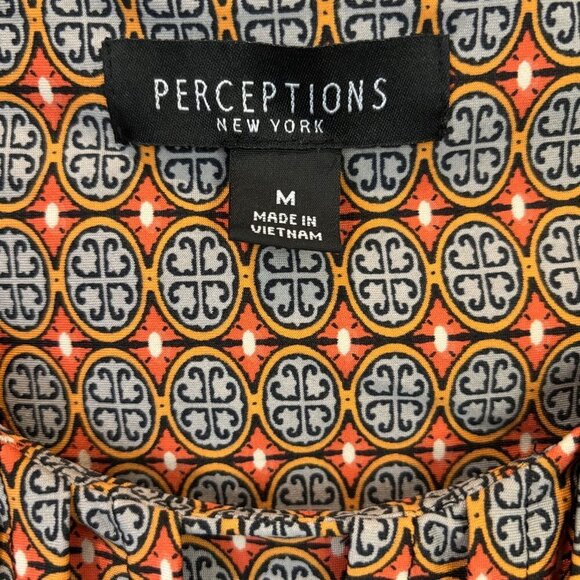 Perceptions Dress, Sleeveless bold geometric pattern, w/ Darts & Pleats, size MD - Picture 3 of 5